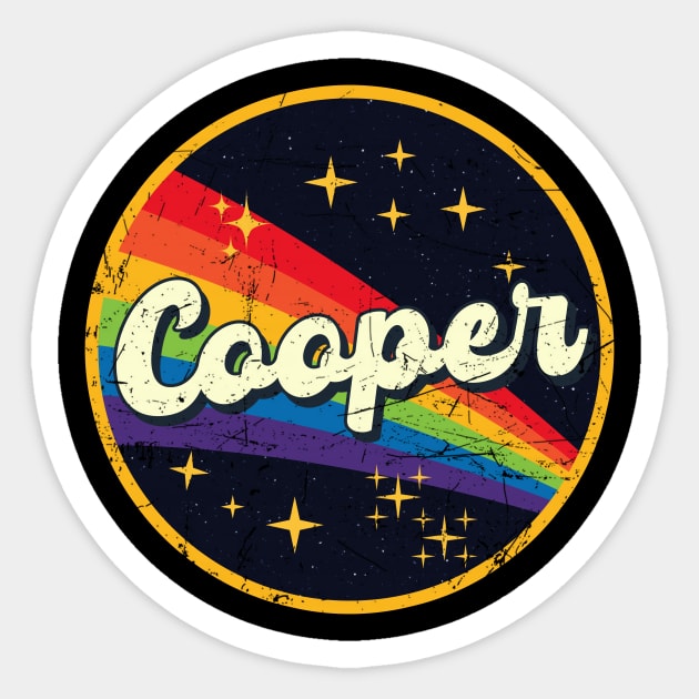 Cooper // Rainbow In Space Vintage Grunge-Style Sticker by LMW Art